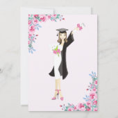 Pink Floral Waterverf Afstuderen Uitnodiging (Achterkant)