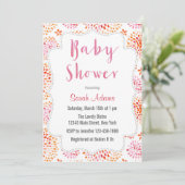 Pink Floral Waterverf Baby shower Uitnodiging (Staand voorkant)