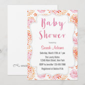 Pink Floral Waterverf Baby shower Uitnodiging (Voorkant / Achterkant)