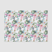 Pink Floral Waterverf Bohemian Pattern Tissuepapier (Voorkant)