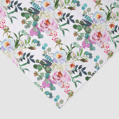 Pink Floral Waterverf Bohemian Pattern Tissuepapier (Detail)