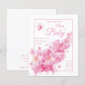 Pink Floral Waterverf Budget Baby shower (Voorkant / Achterkant)