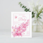 Pink Floral Waterverf Budget Baby shower (Staand voorkant)