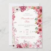 Pink Floral Waterverf Country Weddenschap Kaart (Voorkant)