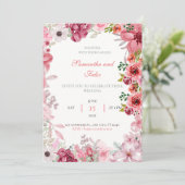 Pink Floral Waterverf Country Weddenschap Kaart (Staand voorkant)