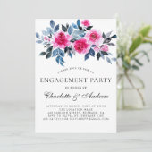 Pink Floral Waterverf Elegant Engagement Party Kaart (Staand voorkant)