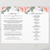 Pink Floral Waterverf Foto Funeral Full Programme (Achterkant)