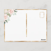 Pink Floral Waterverf Gold Elegant RSVP Briefkaart (Achterkant)