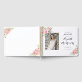 Pink Floral Waterverf Memorial Service Gastenboek (Volledig)