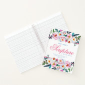 Pink Floral Waterverf Named Scripting Notitieboek (Binnen)