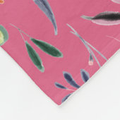 Pink Floral Waterverf Personal Monogram Fleece Deken (Hoek)