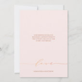 Pink Floral Waterverf Roos Gold Wedding Foto Bedankkaart (Achterkant)