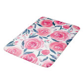 Pink Floral Waterverf Roos Patroon Badmat (Gekanteld)
