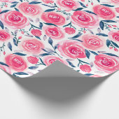 Pink Floral Waterverf Roos Patroon Cadeaupapier (Hoek)