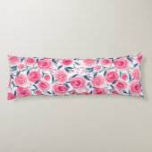 Pink Floral Waterverf Roos Patroon Lichaamskussen (Achterkant)