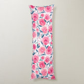 Pink Floral Waterverf Roos Patroon Lichaamskussen (Achterkant (Verticaal))