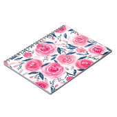 Pink Floral Waterverf Roos Patroon Notitieboek (Linkerzijde)