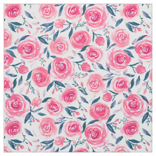 Pink Floral Waterverf Roos Patroon Stof