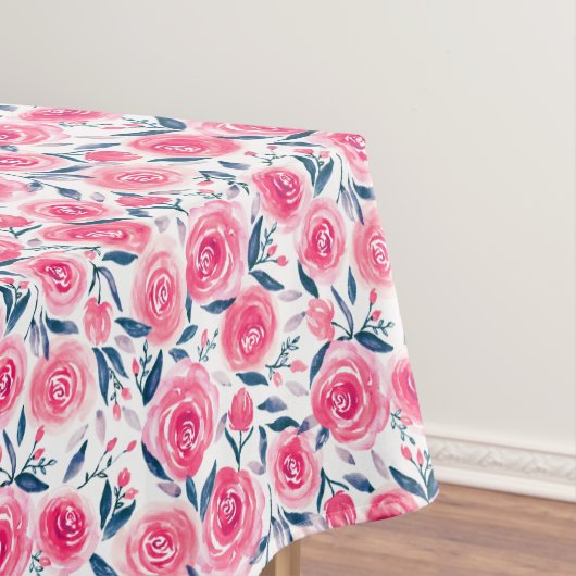 Pink Floral Waterverf Roos Patroon Tafelkleed (Voorbeeld)
