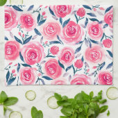 Pink Floral Waterverf Roos Patroon Theedoek (Gevouwen)