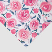 Pink Floral Waterverf Roos Patroon Tissuepapier (Detail)