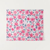 Pink Floral Waterverf Roos Patroon Wandkleed (Voorkant (horizontaal))