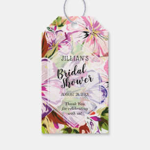 Pink Floral Waterverf Vrijgezellenfeest Dank u wel Cadeaulabel