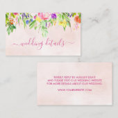 Pink Floral Waterverf Weddenschap Visitekaartje (Voorkant / Achterkant)