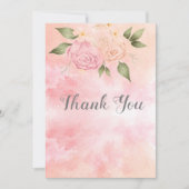Pink Floral Waterverf Wedding Bedankkaart (Voorkant)