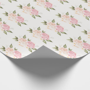 Pink Floral Waterverf Wedding Cadeaupapier