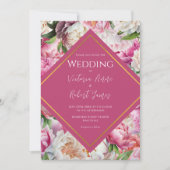 Pink Floral Waterverf Wedding Kaart (Voorkant)