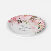 Pink Floral Waterverf Wedding Papieren Bordje (Gekanteld)