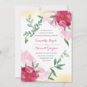 Pink Floral Waterverf Wedding Rehearsal Dinner Kaart (Voorkant)