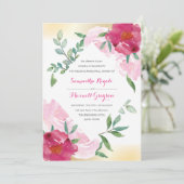 Pink Floral Waterverf Wedding Rehearsal Dinner Kaart (Staand voorkant)