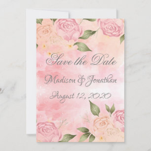 Pink Floral Waterverf Wedding Save The Date