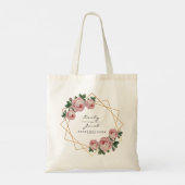Pink Floral Wed Elegant Gold Glitter Geometric Tote Bag (Achterkant)