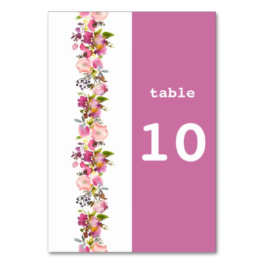 Pink Floral Weddenschap Tafel Kaart (Voorkant)