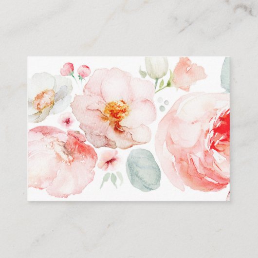 Pink Floral Weddenschap Website Informatiekaartje (Achterkant)