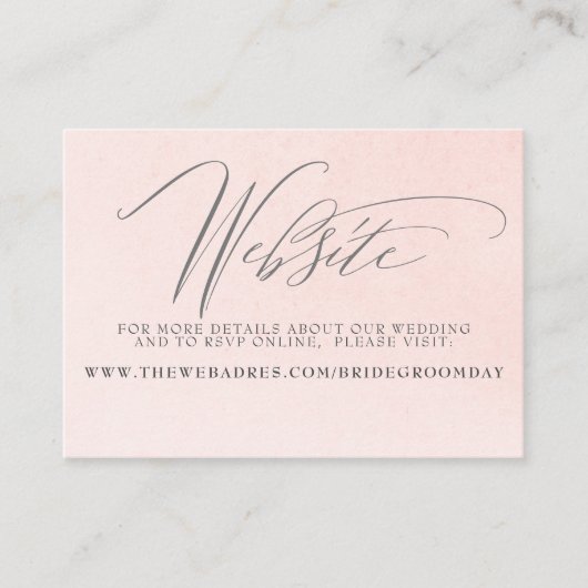 Pink Floral Weddenschap Website Informatiekaartje (Voorkant)