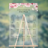 Pink Floral Wedding 20 Table Seating Chart Acryl Bord (Neutraal)