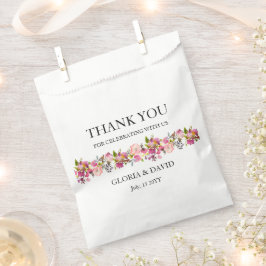 Pink Floral Wedding Bedankzakje