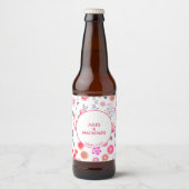 Pink Floral Wedding Bier Etiket (Voorkant)