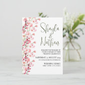 Pink Floral Wedding & Birthday Invitation Kaart (Staand voorkant)