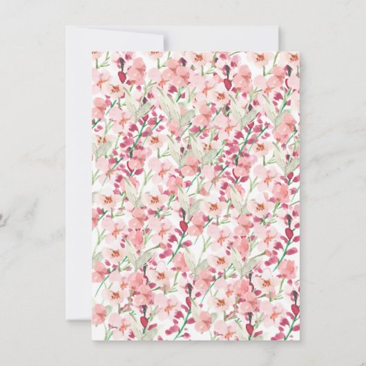 Pink Floral Wedding & Birthday Invitation Kaart (Achterkant)