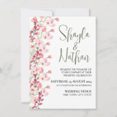 Pink Floral Wedding & Birthday Invitation Kaart (Voorkant)
