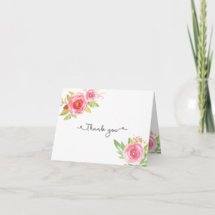 Pink Floral Wedding Bridal Hartelijk dank voor de  Bedankkaart