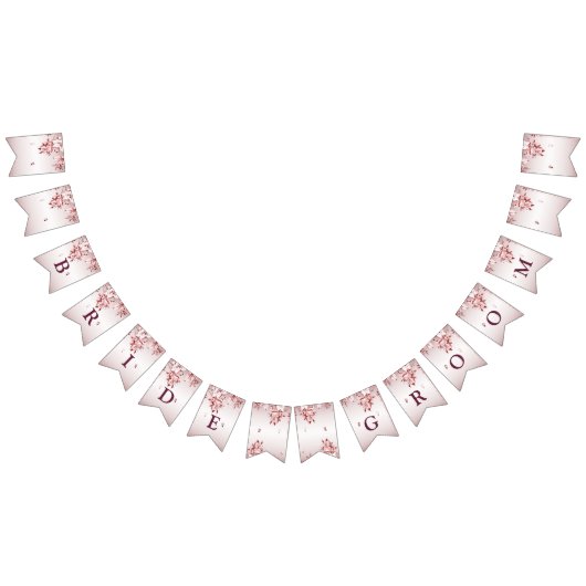 Pink Floral Wedding Bunting Flag Vlaggetjes (Alle)