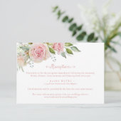 Pink Floral Wedding Enclosure Informatiekaartje (Staand voorkant)