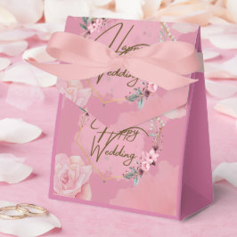 Pink Floral Wedding Favor Box Bedankdoosjes