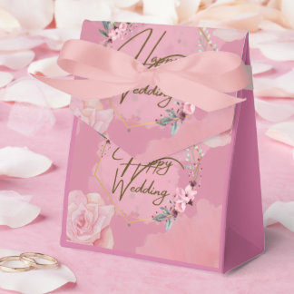 Pink Floral Wedding Favor Box Bedankdoosjes